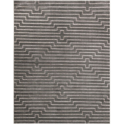 Contemporary Omotayo Area Rug Gray and Silver Color