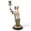 Porcelain Horse With Bronze Candle Holders on Wood Base