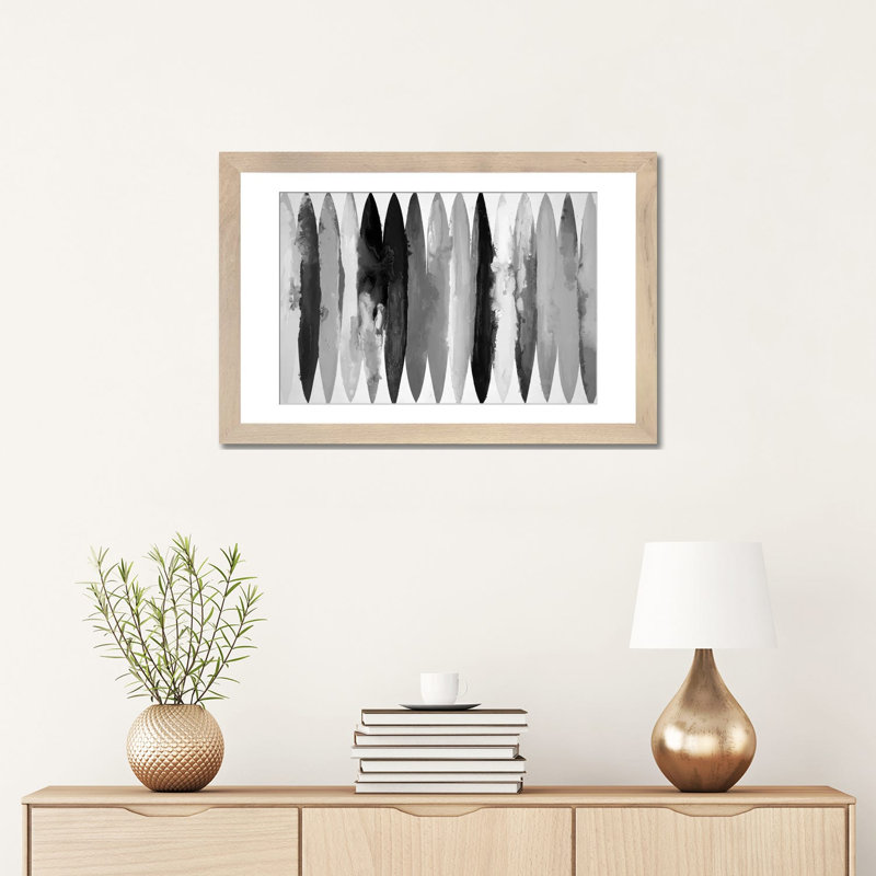 Équilibre - noir et blanc, Cadre d'angle ouvert noir, H 16 po x l 24 po