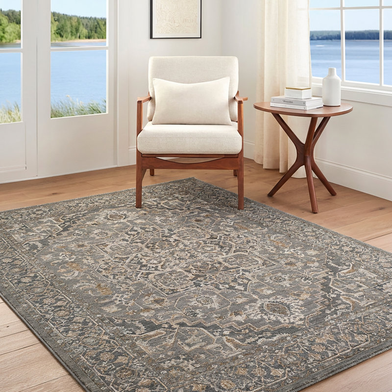 Moroccan Area Rug, Rectangle 200 x 290 cm, Blue/Grey/Brown
