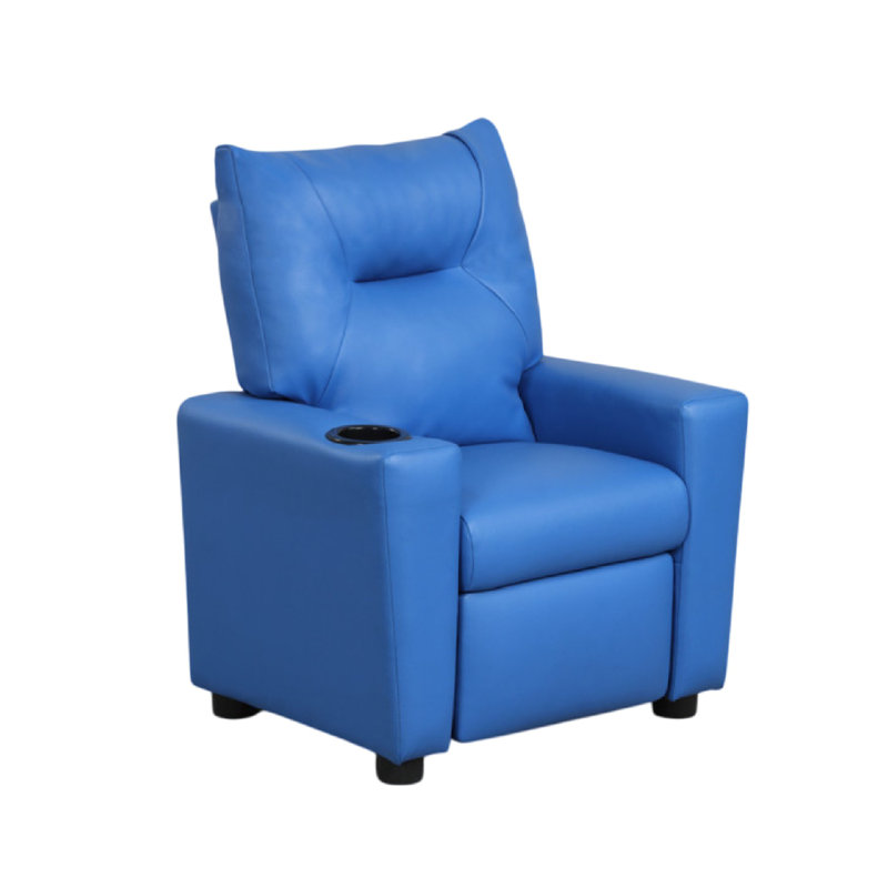 Fauteuil inclinable pour enfants Chang, porte-gobelet intégré, similicuir, Bleu