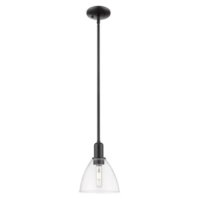 Arcadia - Bristol - 1 Light 8" Stem Hung Mini Pendant - Matte Black Finish - Clear Shade