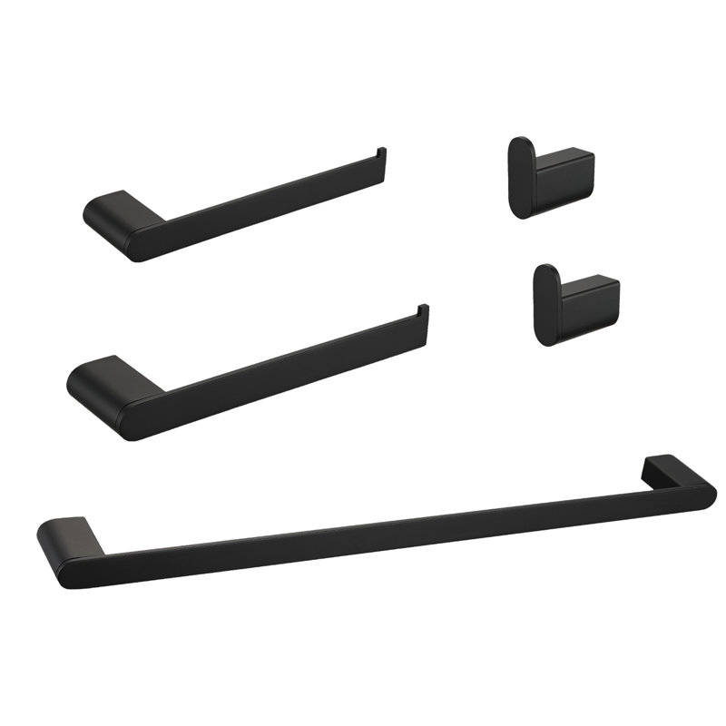 304 5 Bathroom Fixture Kit, Matte Black, Rust-, To Tarnish, Modern For Living Room Decorating Hardware Group, Tarnish-, Accessories