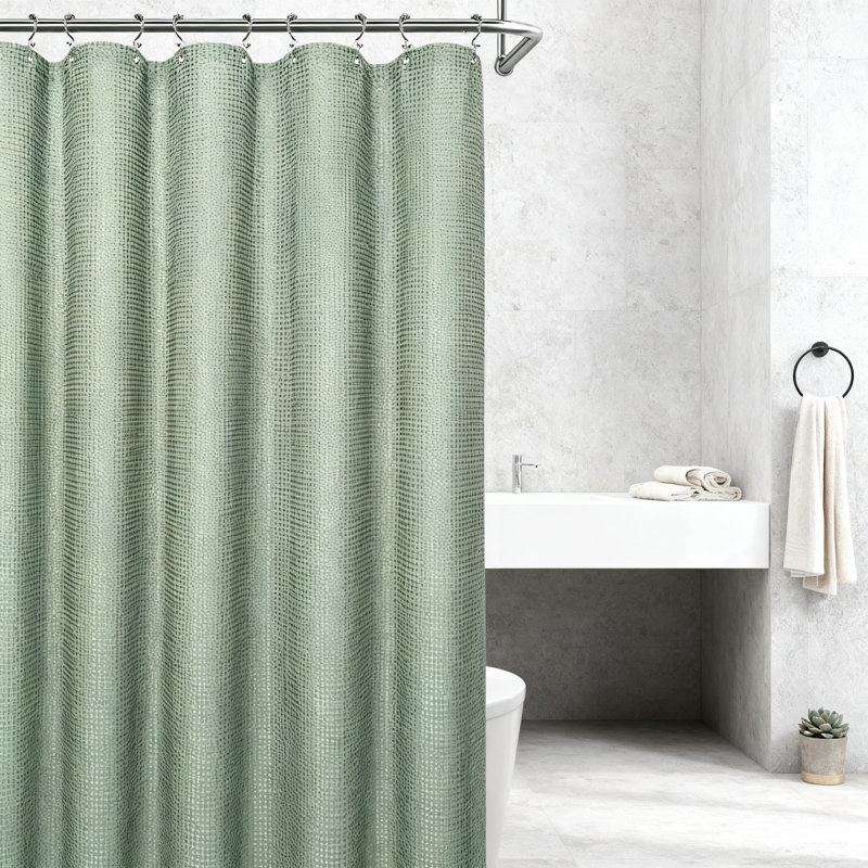 Ensemble de rideau de douche 3 en 1 tissé gaufré avec doublure et 12 crochets double face, rideau de bain en polyester épais pour une protection imperméable