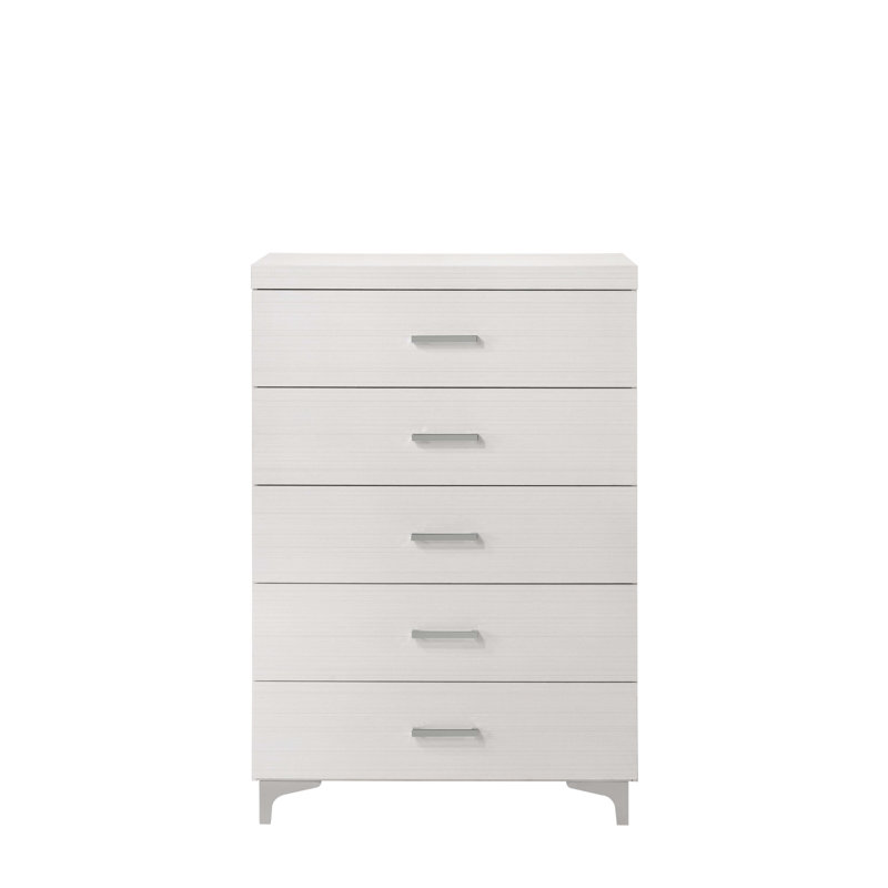 Commode blanche à 5 tiroirs avec pieds en métal