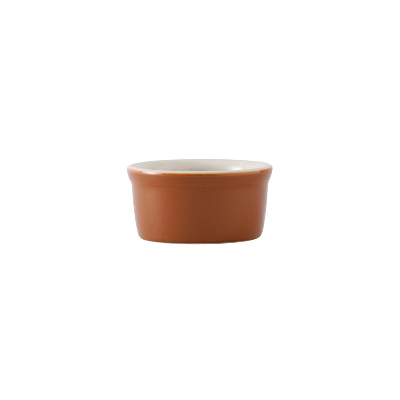 Tuxton Duratux Round Ceramic 48 Piece Ramekin / Soufflé Dish Bakeware Set, Brown/Eggshell White