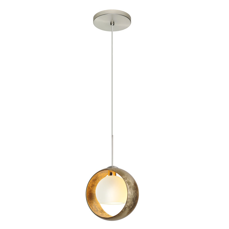 Luminaire suspendu géométrique 1 lumières simple Speidel, Feuille dorée, Nickel satiné, DEL