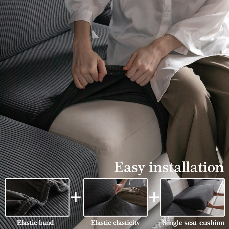 Housse de canapé modulaire, housse de canapé extensible avec protection antidérapante pour animaux de compagnie (1 housse de coussin de siège large, gris foncé)