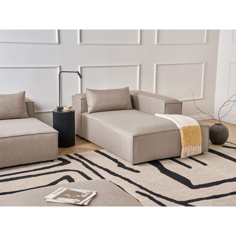 BRANDE Upholstered Chaise Lounge, Light Brown, Left Hand Facing