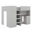 Lit mezzanine double avec bureau, structure de lit mezzanine double en bois avec garde-robe intégrée, tablettes de rangement et tiroirs-117531005