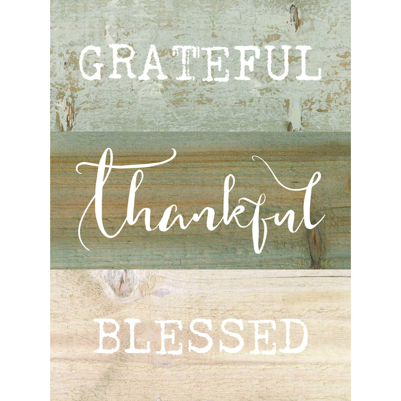 «Grateful Thankful Blessed», impression sur toile tendue, H 16 po x l 12 po