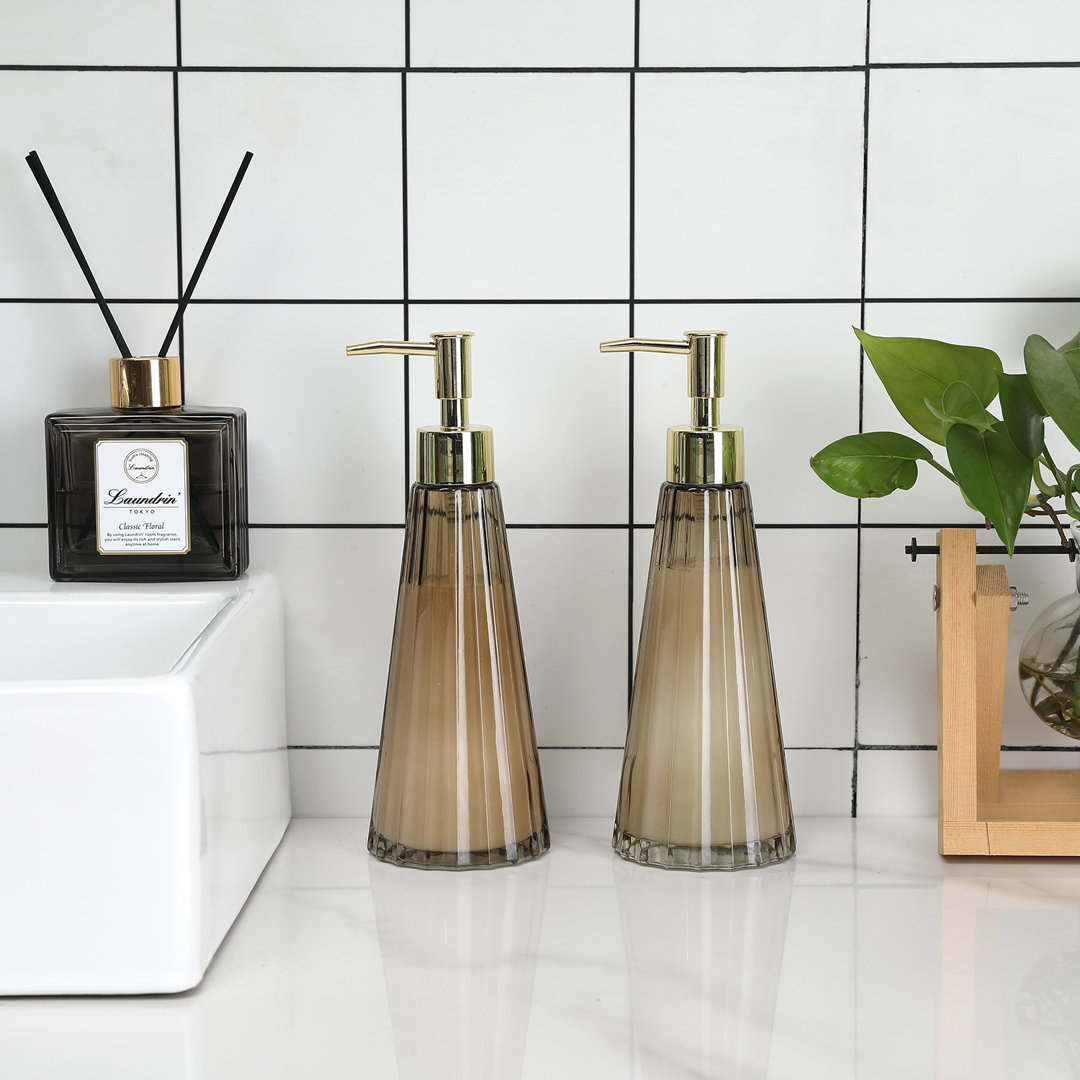 Vintage Glass Lotion Soap Dispenser (Set of 2) Everly Quinn