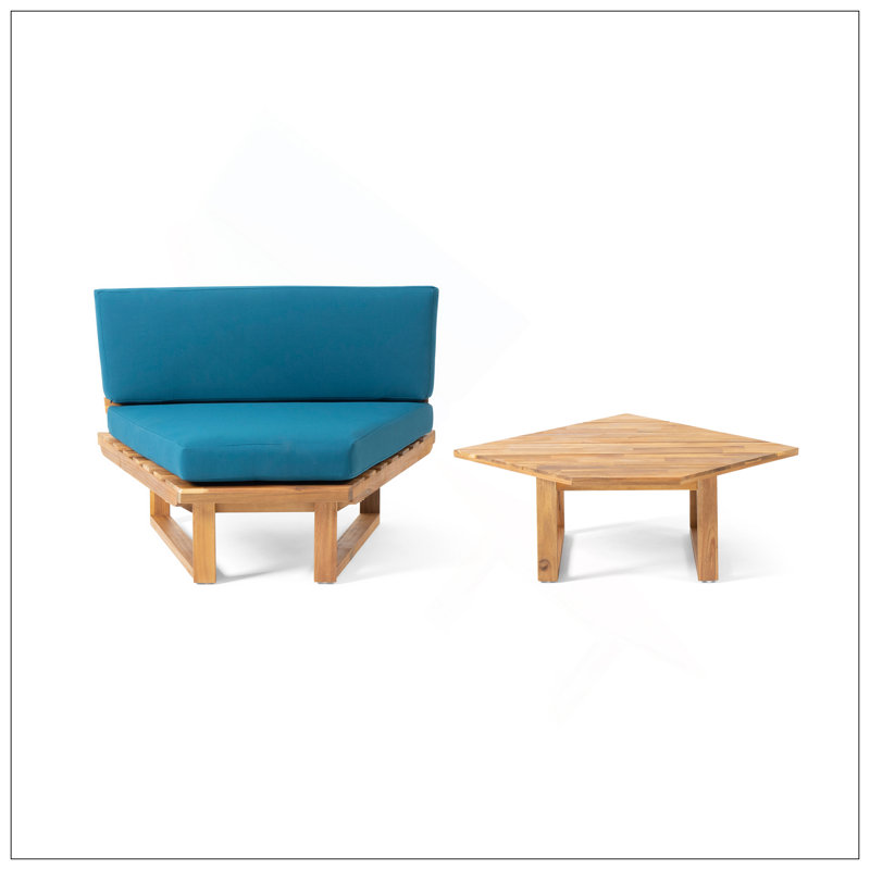 Ensemble d'extérieur exquis en bois d'acacia avec coussins résistants pour la détente