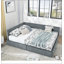 Structure de lit tapissier pour grand lit avec dossier et accoudoirs confortables, idéal pour les chambres à coucher modernes et les salons, finition gris velours-54715911