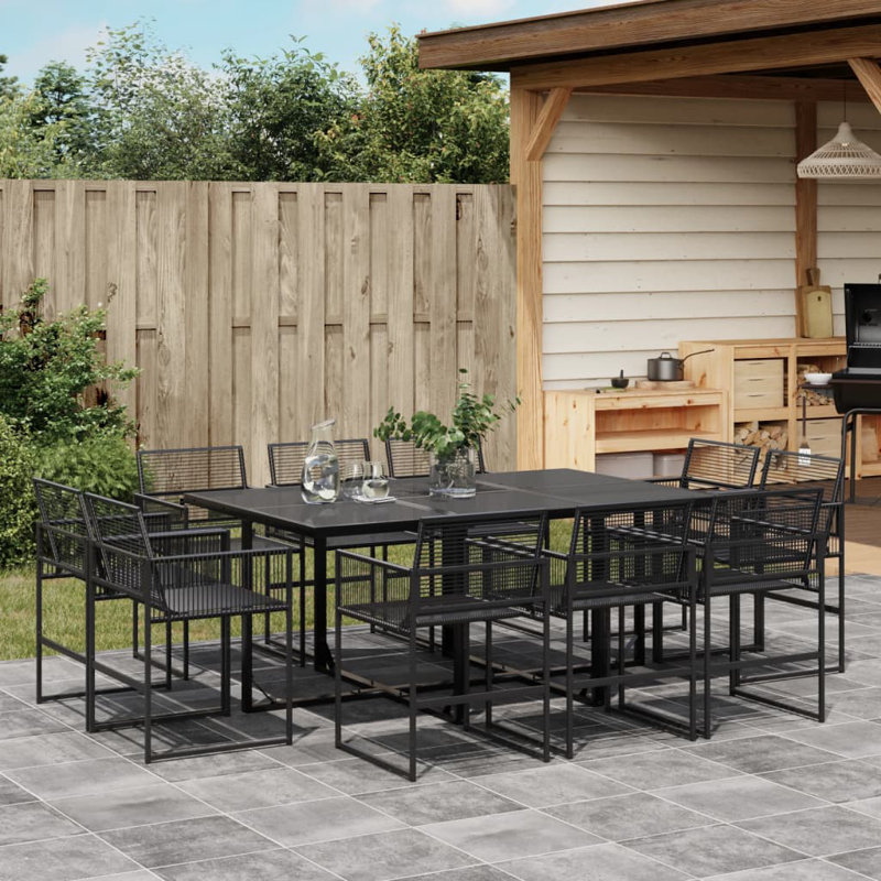 Cerith 10 - Person Wicker Patio Dining Set with Rectangular Table, 72cm H x 165cm L x 107cm W