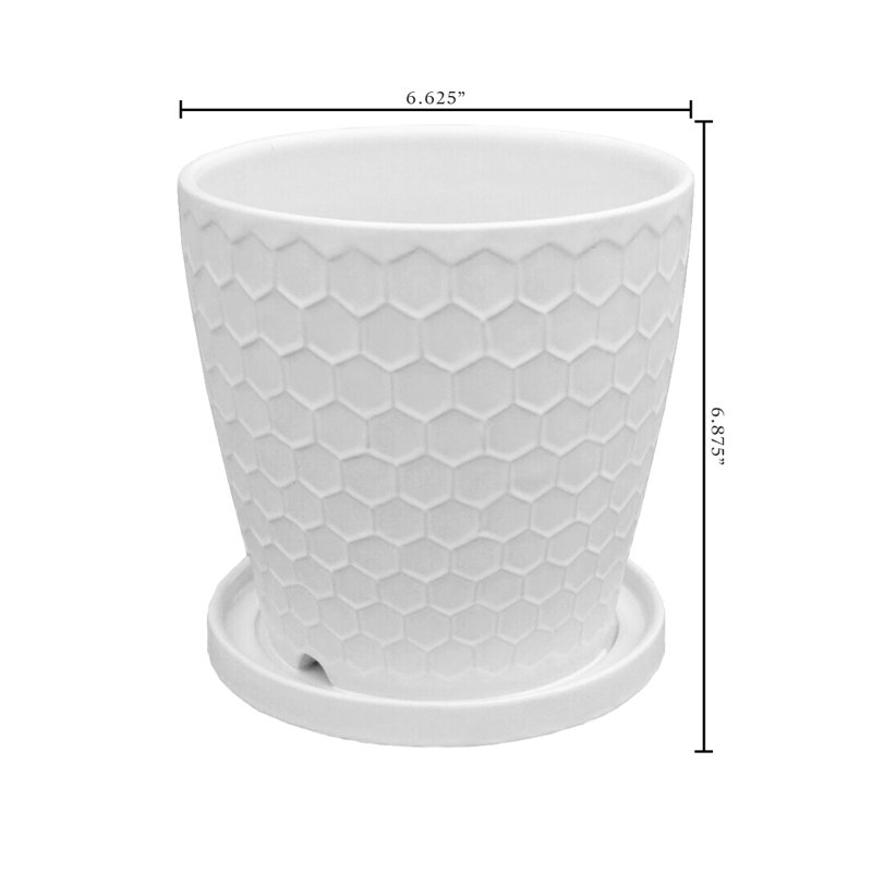 Pot à fleurs 100% céramique Kamelya, H 7 po x l 6,25 po x P 6,25 po