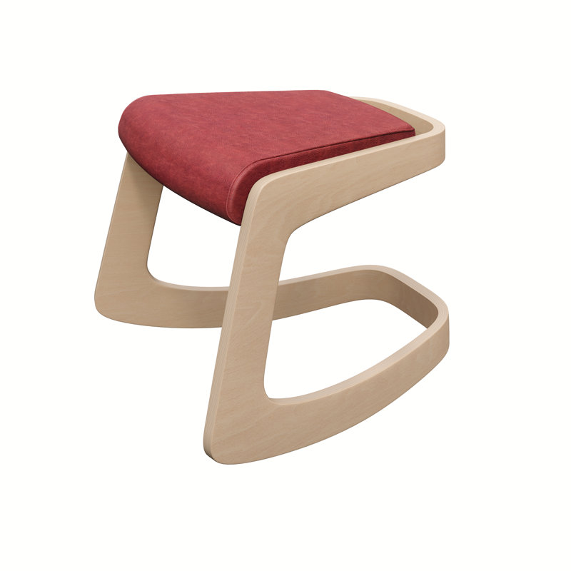 Tabouret Makau, Vinyle rouge à lèvres, Bois clair