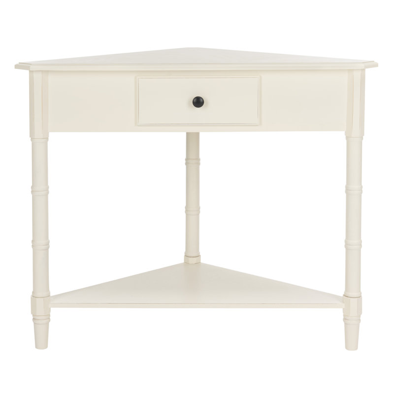 Table de bout avec 3 pieds en bois massif Twerton, Crème patinée