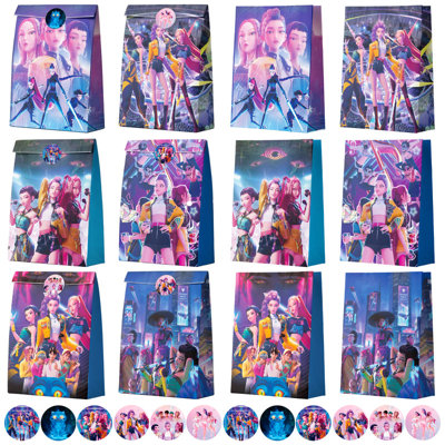 Kpop Demon Hunters Party No-Handle Gift Bags for Kids, 24 Pcs Kpop Demon Hunters Favour Goody Bags for Birthday Party Decorations Set