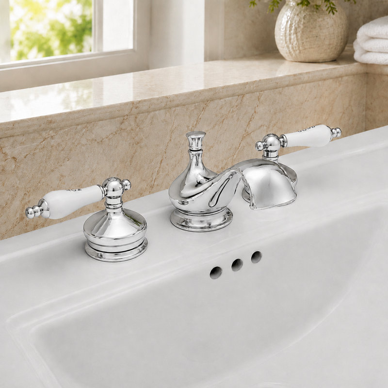 2-handle Bathroom Faucet with Drain Assembly, Chrome