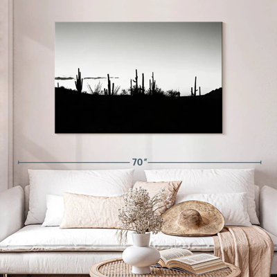Alvord, Arizona noir - coucher de soleil, cactus, horizon
