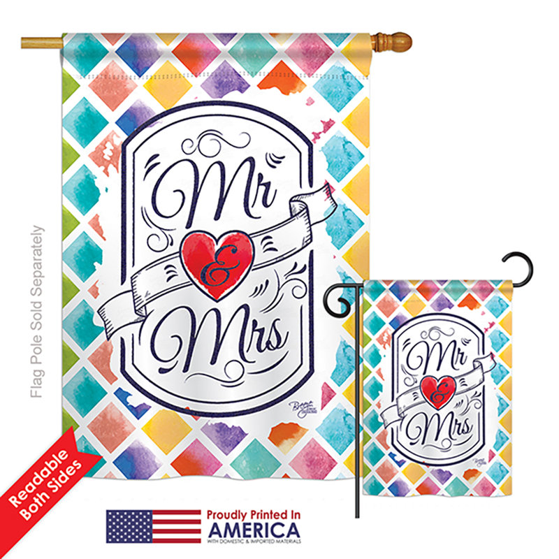 Ensemble de 2 drapeaux en polyester à impressions spéciales pour famille mr & mme occasion