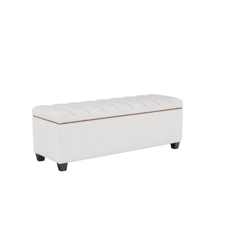 Sole Secret Channel Tufted Shoe Storage Bench, Porcelain