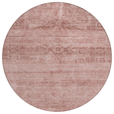 8' Round Medallion Washable Indoor Outdoor Area Rug