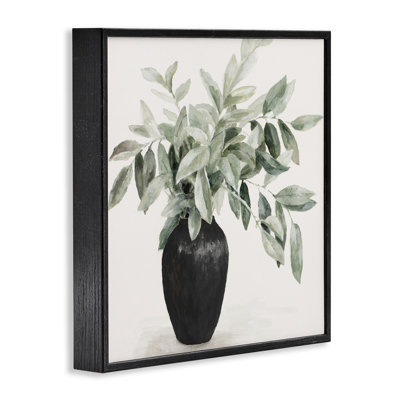 Plante dans un vase noir, estampe numérique encadrée par Lanie Loreth