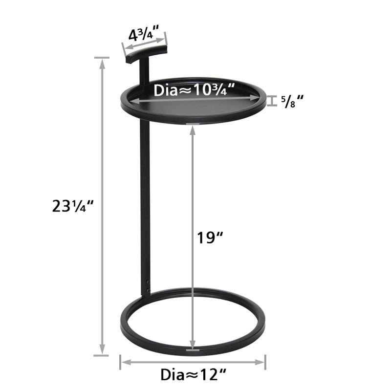 Table d'appoint Auzie, Noir, Diamètre de 12 po