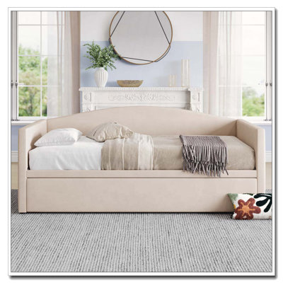 Daybed With Extended Pop Up Trundle, Upholstered Sofa Bed Daybed,