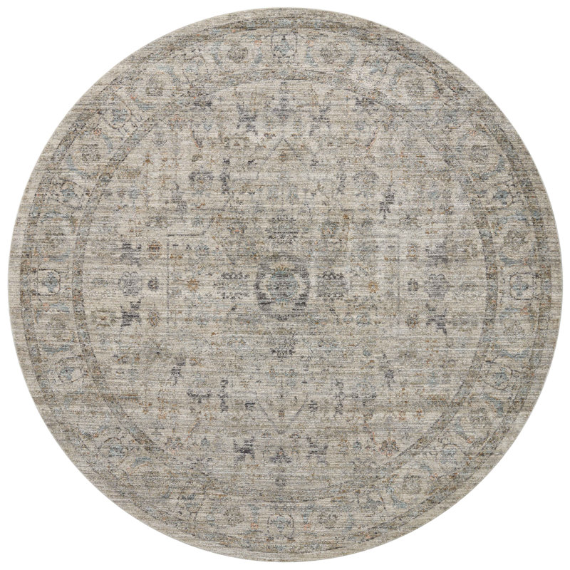 Jean Stoffer x Loloi Katherine Beige / Mist Area Rug, Round 7'10" x 7'10"