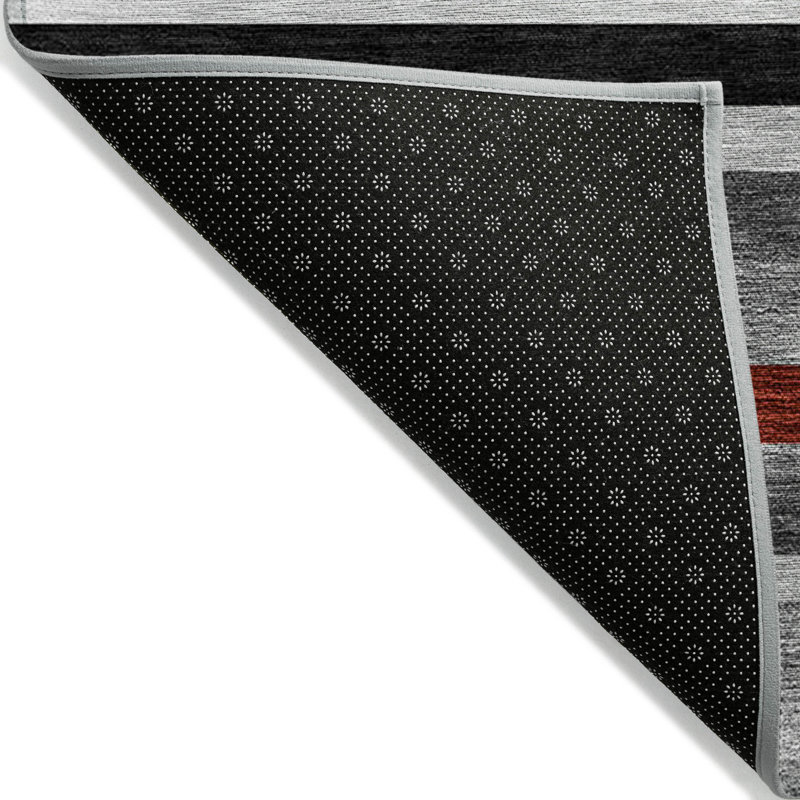 Gray Stripe Flat Woven Synthetic 5' x 7' Washable Rug