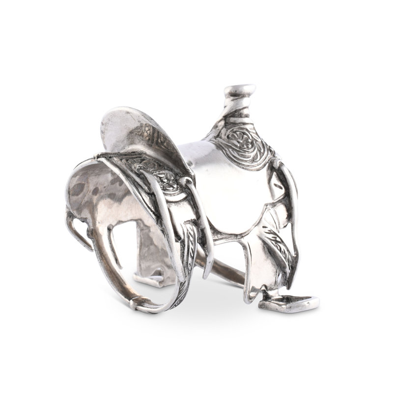 Western Frontier Pewter Cowboy Saddle Napkin Ring
