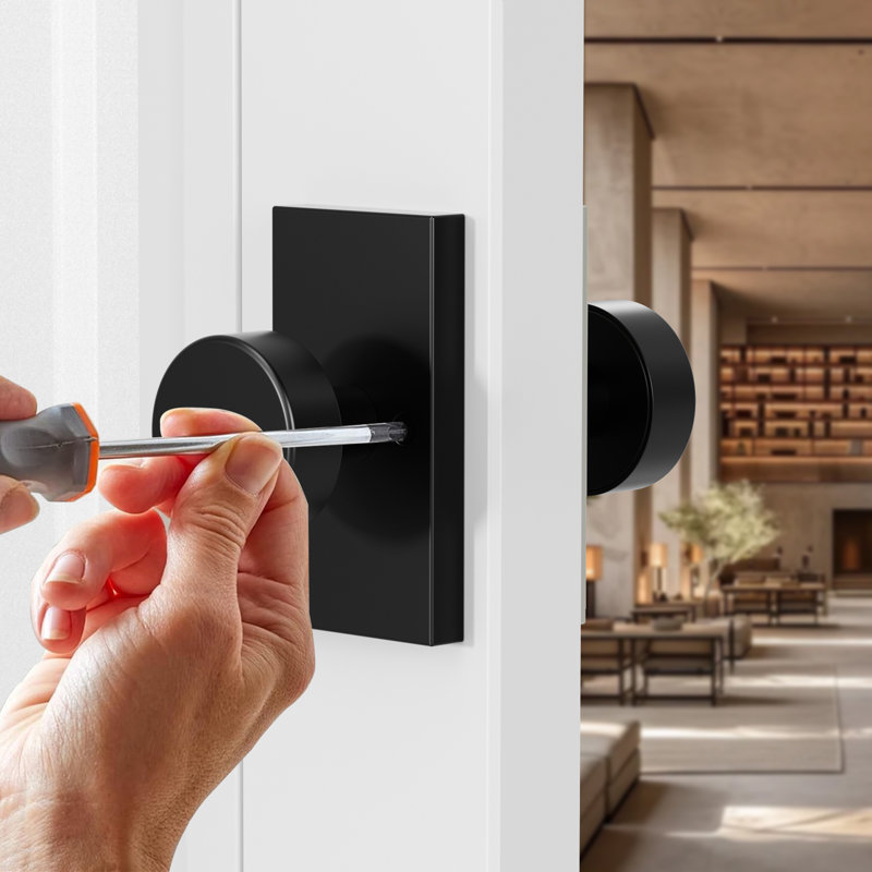 Modern Grace Series Double Dummy Door Knobs, Matte Black