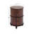 Advik Faux Leather Circular Storage 2 Door Red Cabinet with Stacked Book Design and Scroll Details