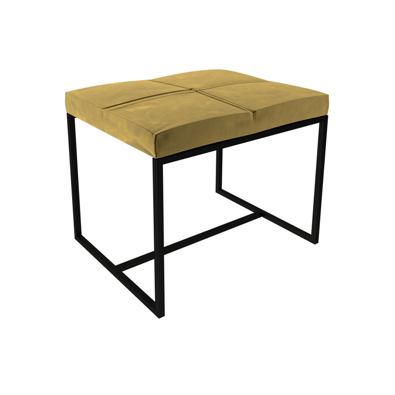Euclid Steel Accent Stool, Brass Brushed, Mustard