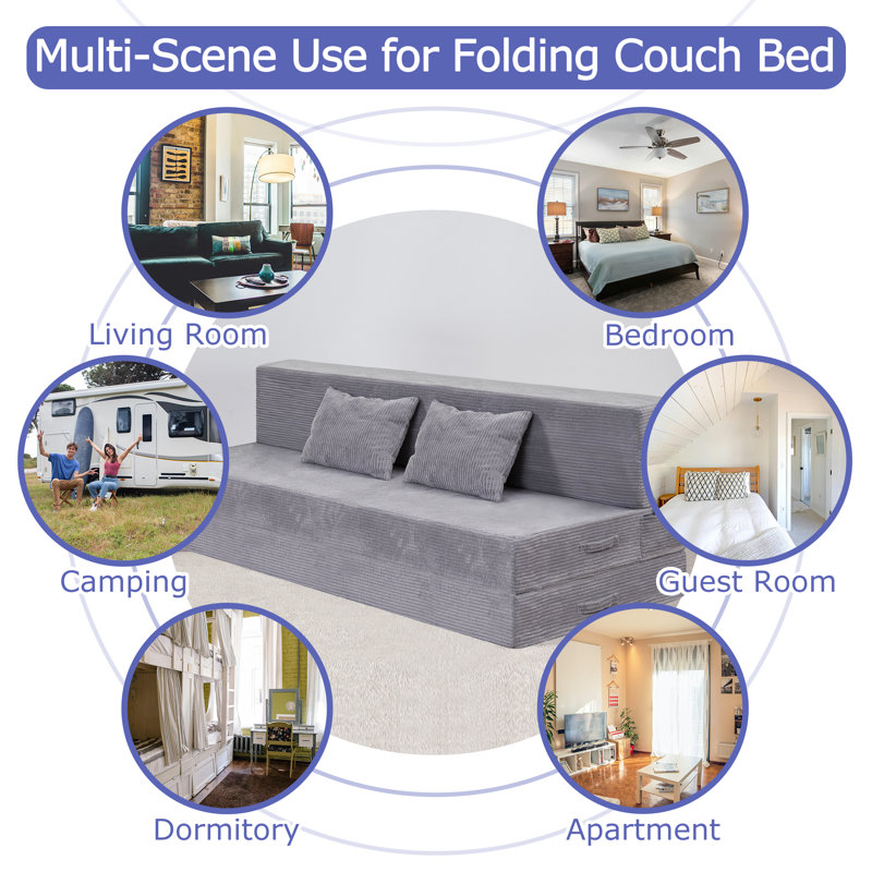 Convertible Futon Sofa Chair, Light Gray