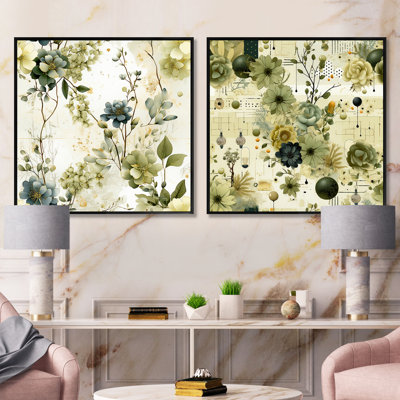 Plympton - Ensemble de 2 collages carrés botaniques abstraits