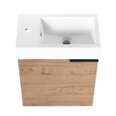 18'' Wall Mounted Bathroom Vanity With White Resin Sink & Soft-Closure Door - Modern Quality Showcasing Ample Storage Space Plywood Product Decor