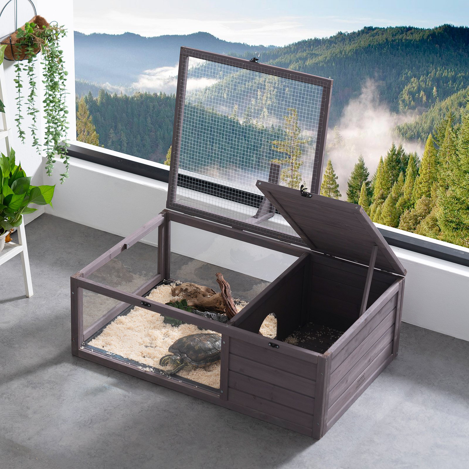 Ebern Designs Tortoise Habitat, Wooden Tortoise House Indoor And ...