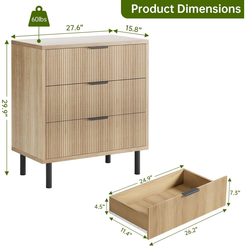 Commode à 3 tiroirs Modern Oak