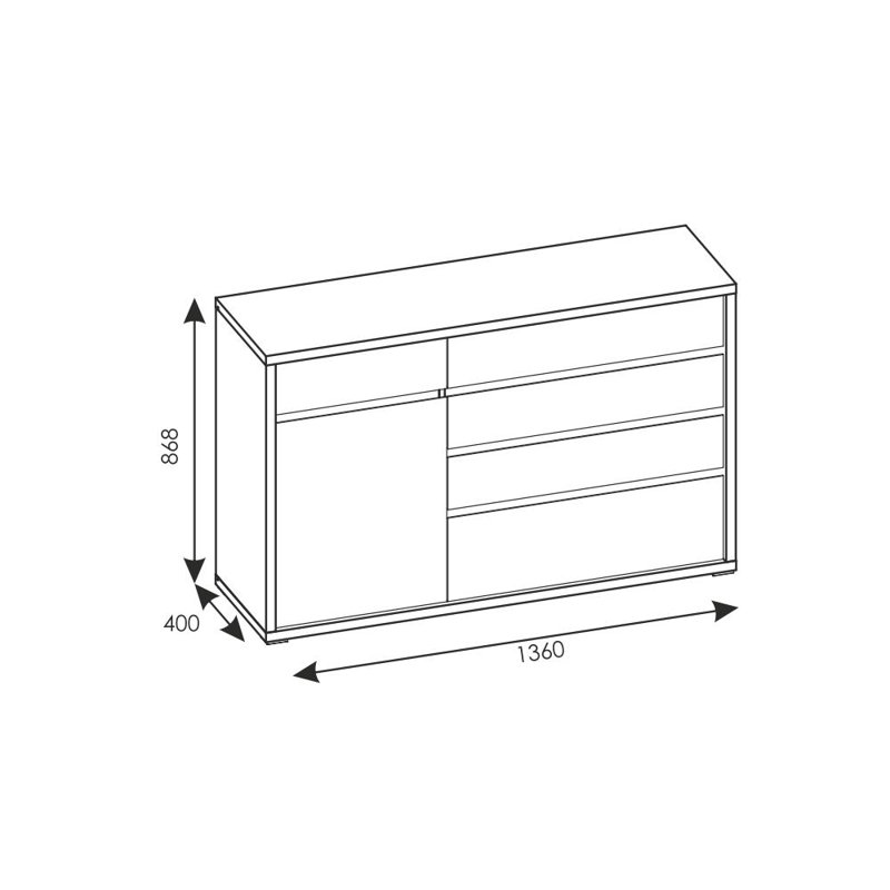 Tyle 136 Cm Wide 5 Drawer Sideboard