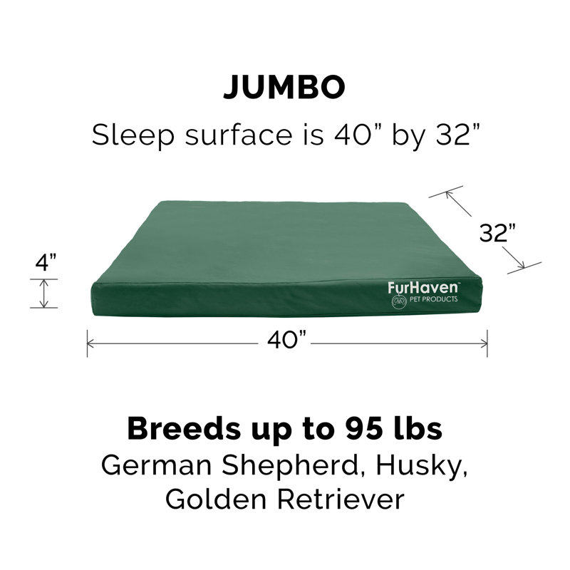 Jumbo Forest Green Orthopedic Foam Outdoor Pet Bed