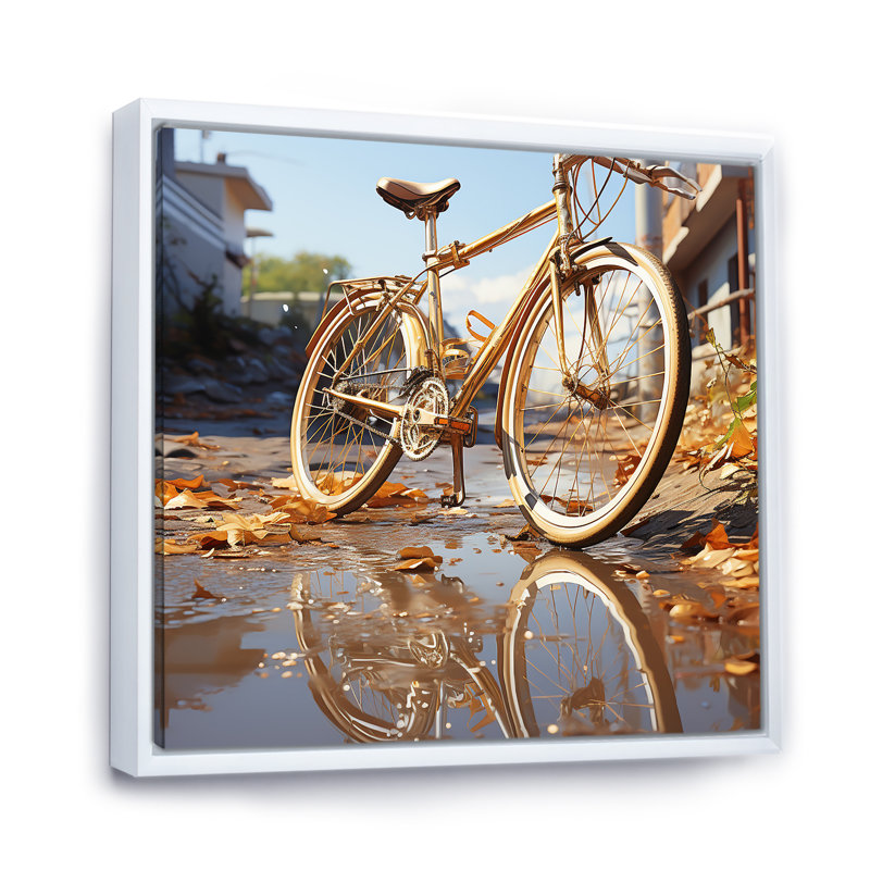 Or sur roues, impression sur toile, H 16 po x l 16 po x P 1 po, Cadre flottant blanc
