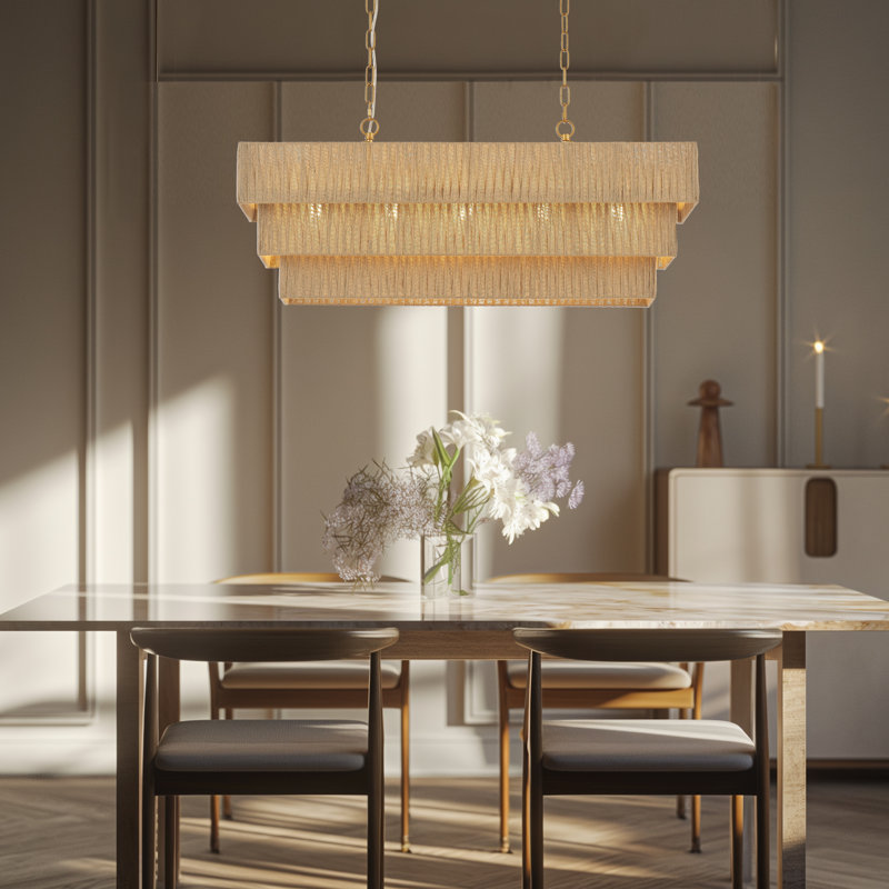 5 - Light Dimmable 3-Tier Rectangle Chandelier