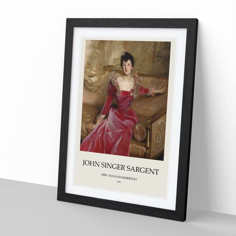 Mrs. Hugh Hammersley by John Singer Sargent - Picture Frame Painting, 36cm H x 27cm W x 2cm D, Black