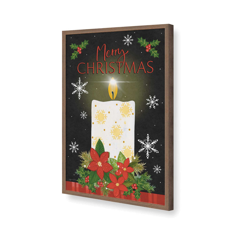 «Merry Christmas Candle» par Annie Lapoint, reproduction d'art, L 24 po x H 36 po, Brun, Impression encadrée