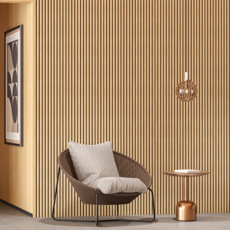Panneaux muraux en bois à lattes 3D 104 po L 104 po - Panneaux muraux Shiplap, Érable blanc