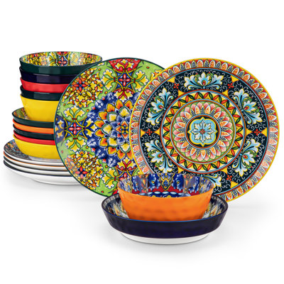 SIMI 18 Piece Stoneware Dinnerware Set, Service For 6
